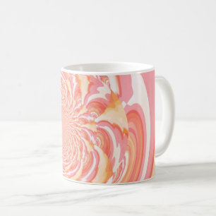 Caneca De Café Ondas Abstratas de Pêssego e Coral