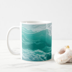 Caneca De Café Ondas Abstratas do Oceano Turquesa Sonho