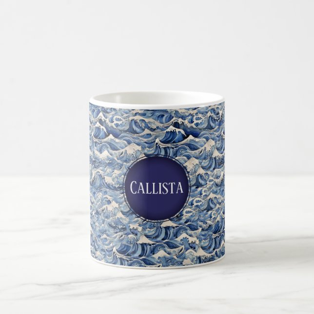 Caneca De Café Ondas Azuis (Centro)