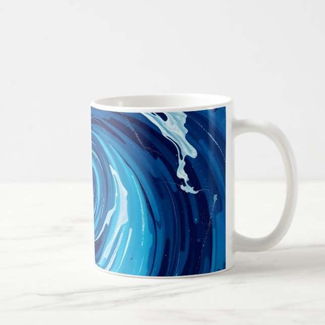 Caneca De Café Ondas Azuis Abstratas (Direita)