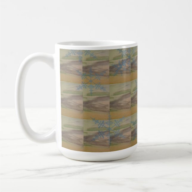 Caneca De Café Ondas azuis e flocos de neve na costa (Esquerda)
