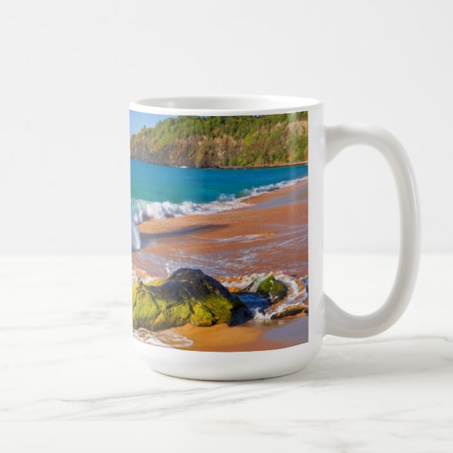 Caneca De Café Ondas caem na praia, Havaí (Direita)