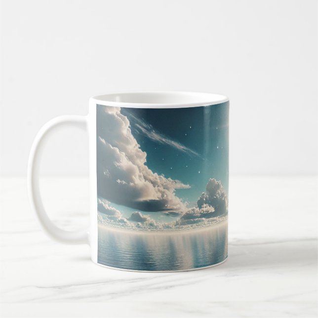 Caneca De Café Ondas Celestiais Do Oceano Gift Mug - Céu, Present (Esquerda)