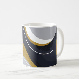 Caneca De Café Ondas de abstrato em tons neutros