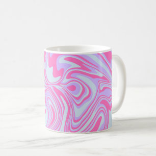 Caneca De Café Ondas de Cores Pastel em Rosa, Lavanda e Azul Clar
