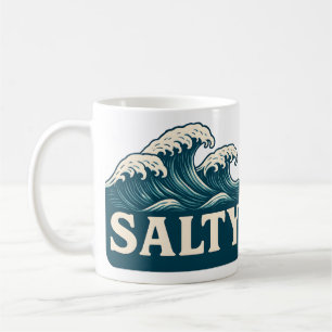 Caneca De Café Ondas de Praia Surf Azul Turquesa Salgado Náutico 