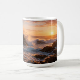 Caneca De Café Ondas de queda no pôr do sol