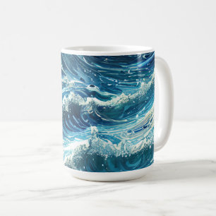 Caneca De Café Ondas do Oceano Azul