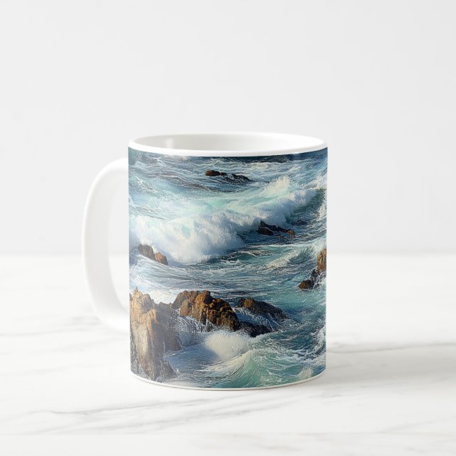 Caneca De Café Ondas do Oceano Pacífico (Frente Esquerda)