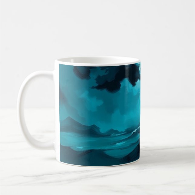 Caneca De Café Ondas do Oceano Temperamentais Sob Céu Tempestuoso (Esquerda)