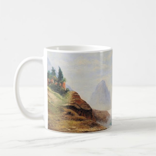 Caneca De Café Ondas Dramáticas Envolvem uma Costa Rocky (Esquerda)