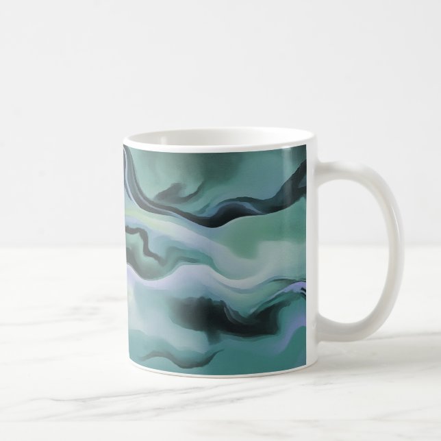 Caneca De Café Ondas Em Harmonia Acrílica Abstrato (Direita)