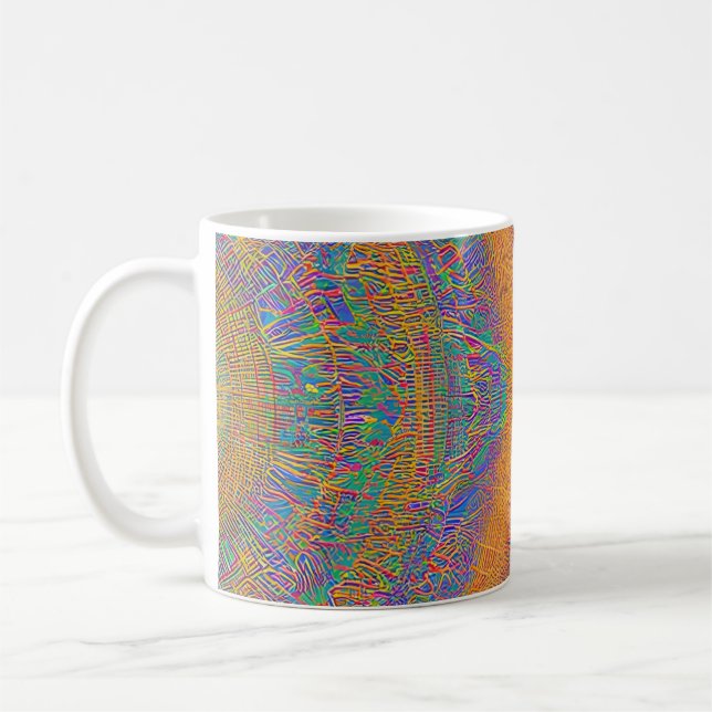 Caneca De Café Ondas Fracionadas de Capa de abstrato 27 (Esquerda)