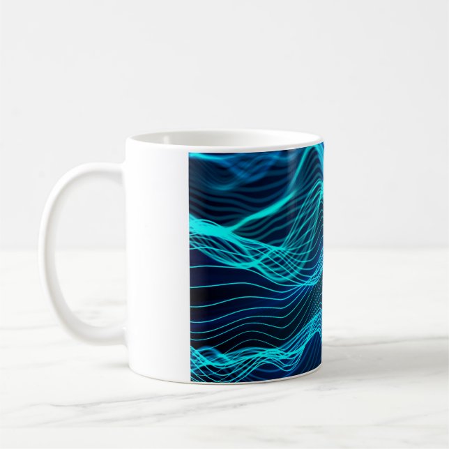 Caneca De Café Ondas neon de numerosas linhas de abstrato e linha (Esquerda)