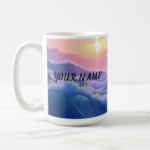 Caneca De Café Ondas Personalizadas Montanha 