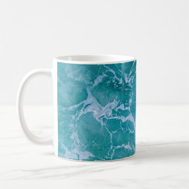 Caneca De Café Ondas profundas do oceano azul (Esquerda)