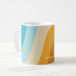 Caneca De Café Ondas Retrovisoras Coloridas do Arco-Íris Personal