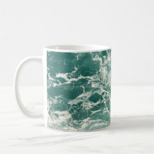 Caneca De Café Ondas Verdes Azuis