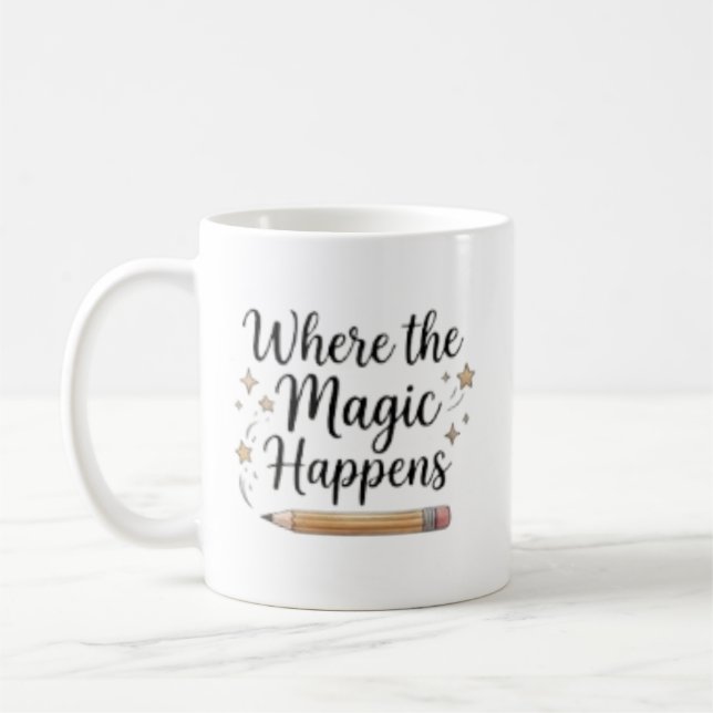 Caneca De Café Onde a Magia Acontece Personalizado (Esquerda)