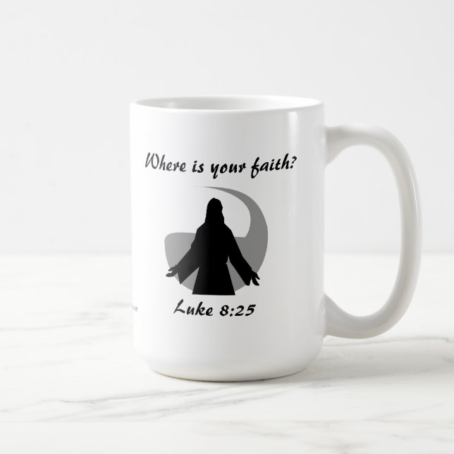 Caneca De Café Onde está sua fé? Cotações bíblias (Direita)