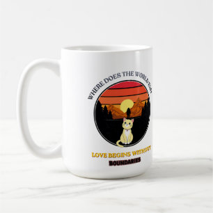 Caneca De Café Onde o Mundo Acaba Gato Fofo Pôr do Sol Retro T