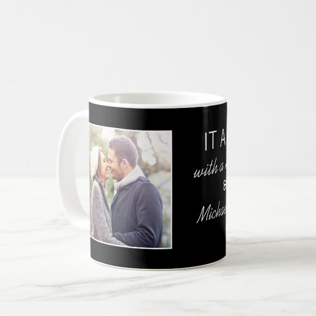 Caneca De Café Onde tudo começou Foto de Casais personalizados (Frente Esquerda)