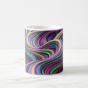 Caneca de Café Ondulação Neon Duna de Deserto Abst