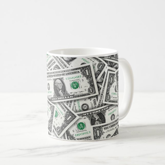 Caneca De Café One Dollar Bill Pattern (Frente Esquerda)