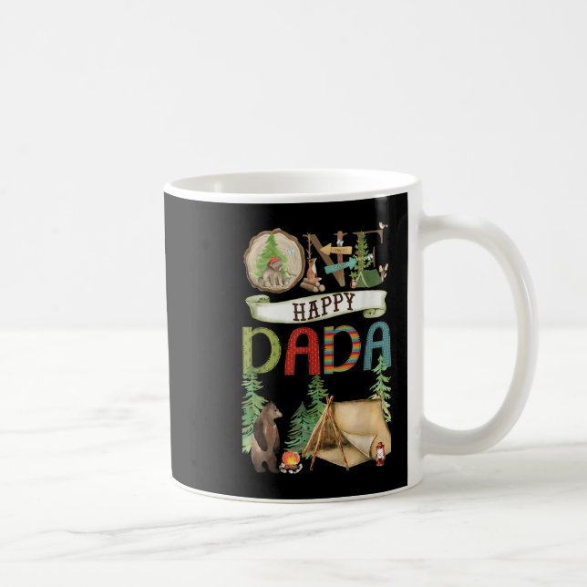Caneca De Café One Happy Dada Camper First Birthday Camng Bear  (Direita)