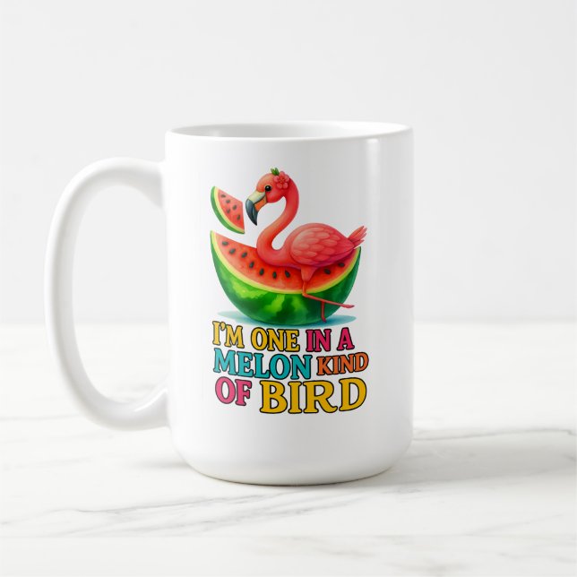 Caneca De Café One in a Melon Flamingo - Funny Tropical Bird  (Esquerda)