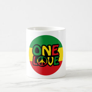 Caneca De Café One Love, Reggae design com cores reggae