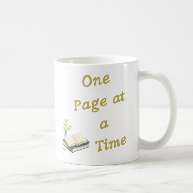 Caneca De Café One Page at a Time – Mindful Reading Design (Direita)