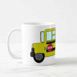 Caneca De Café Ônibus Escolar Amarelo com Placa de Parada