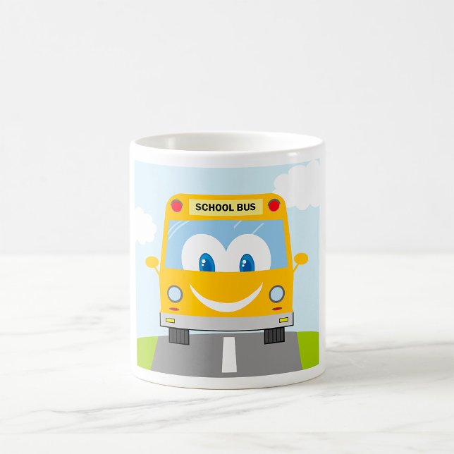 Caneca De Café Ônibus Escolar Amarelo Sorridente (Criador carregado)