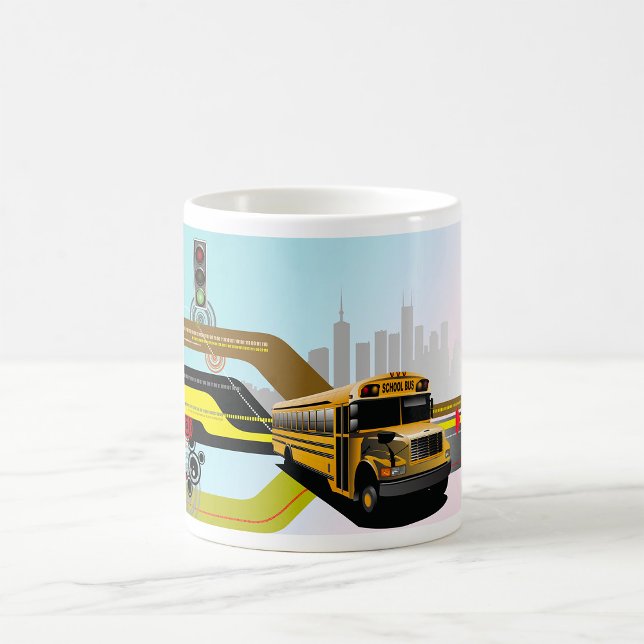 Caneca De Café Ônibus Escolar da Cidade Cibernética (Criador carregado)