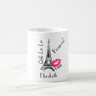 Caneca De Café Ooh La La Paris Eiffel Tower com Lábios rosa