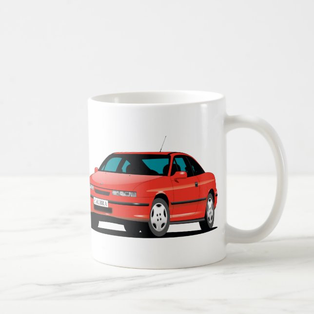 Caneca De Café Opel Calibra vermelho frente e trás (Direita)