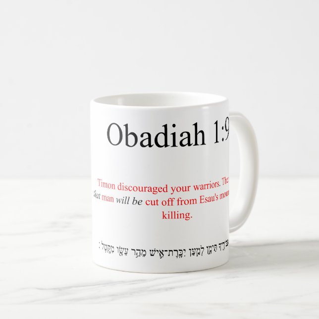 Caneca De Café Open Source Translation Obadiah 1:9 Mug (Frente Esquerda)