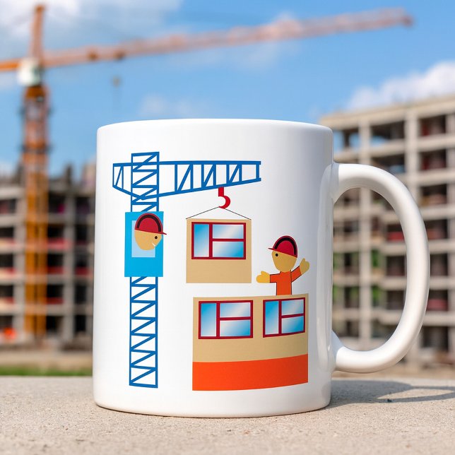 Caneca De Café Operador De Crane E Trabalhador De Construção (Criador carregado)