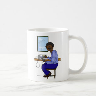 Caneca De Café Operador masculino do presunto do afro-americano