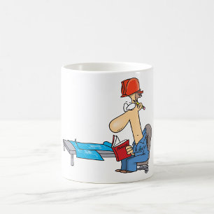 Caneca De Café Operário da Construção Lendo Manual