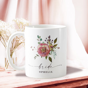 Caneca De Café Ophelia Cottagecore Rosa Floral Noiva Pó Dusty