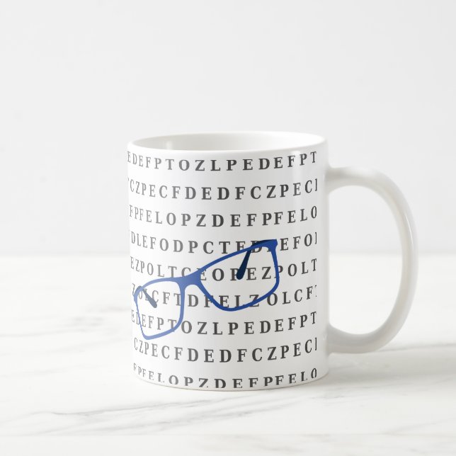 Caneca De Café Optometrist Optician Eye Test Chart and Specs  (Direita)