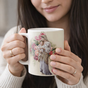 Caneca De Café Oração abençoada de Memorare dos rosas da Virgem