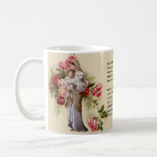 Caneca De Café Oração abençoada de Memorare dos rosas da Virgem