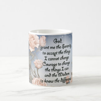 Caneca De Café Oração da Serenidade com Flores e Quadro