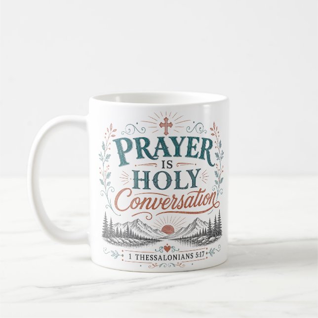 Caneca De Café Oração É Conversa Santa Citação Cristã (Esquerda)
