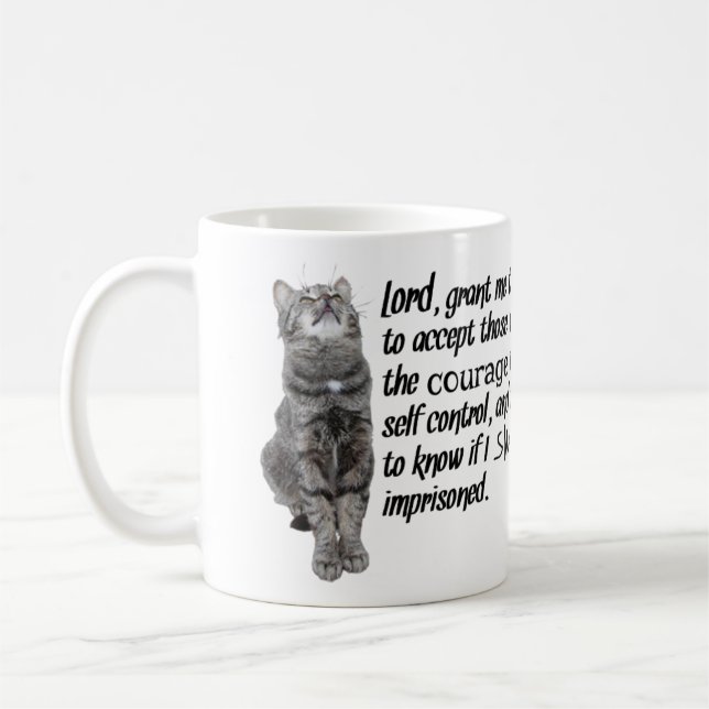 Caneca De Café Oração engraçada da serenidade com gatos (Esquerda)