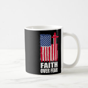 Caneca De Café Oração Fé Sobre o Medo Orgulho América Bandeira do