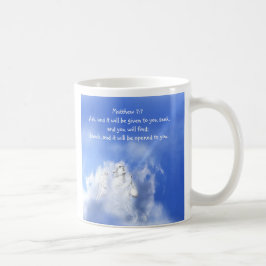 Caneca De Café Oração. Mateus 7:7 Escritura Versa com Angel Sky